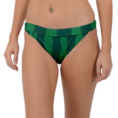 Green Seamless Watermelon Skin Pattern Band Bikini Bottoms by Grandong