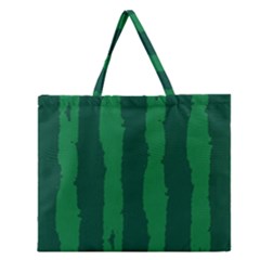 Green Seamless Watermelon Skin Pattern Zipper Large Tote Bag by Grandong