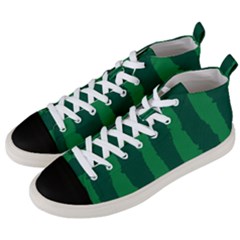 Green Seamless Watermelon Skin Pattern Men s Mid-top Canvas Sneakers by Grandong