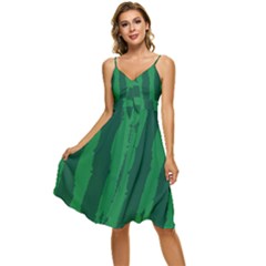 Green Seamless Watermelon Skin Pattern Sleeveless Tie Front Chiffon Dress by Grandong