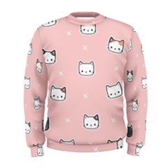 Cute Cat Cartoon Doodle Seamless Pink Pattern Men s Sweatshirt