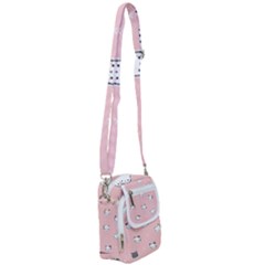 Cute Cat Cartoon Doodle Seamless Pink Pattern Shoulder Strap Belt Bag