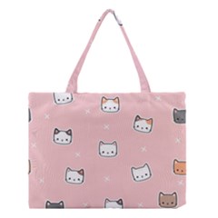 Cute Cat Cartoon Doodle Seamless Pink Pattern Medium Tote Bag