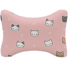 Cute Cat Cartoon Doodle Seamless Pink Pattern Seat Head Rest Cushion