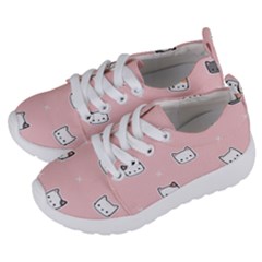 Cute Cat Cartoon Doodle Seamless Pink Pattern Kids  Lightweight Sports Shoes