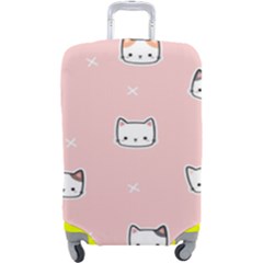 Cute Cat Cartoon Doodle Seamless Pink Pattern Luggage Cover (large) by Grandong