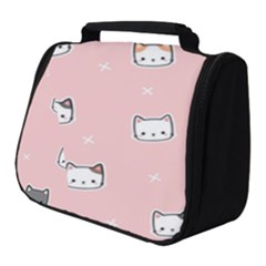 Cute Cat Cartoon Doodle Seamless Pink Pattern Full Print Travel Pouch (Small)