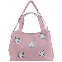 Cute Cat Cartoon Doodle Seamless Pink Pattern Double Compartment Shoulder Bag