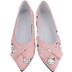 Cute Cat Cartoon Doodle Seamless Pink Pattern Women s Bow Heels