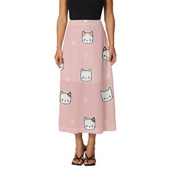 Cute Cat Cartoon Doodle Seamless Pink Pattern Classic Midi Chiffon Skirt