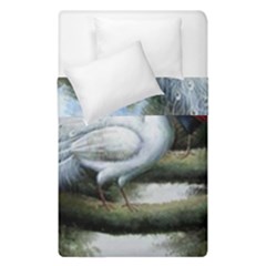 Canvas Oil Painting Two Peacock Duvet Cover Double Side (single Size) by Grandong