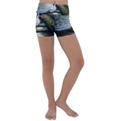Canvas Oil Painting Two Peacock Kids  Lightweight Velour Yoga Shorts by Grandong