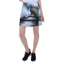 Canvas Oil Painting Two Peacock Tennis Skirt by Grandong