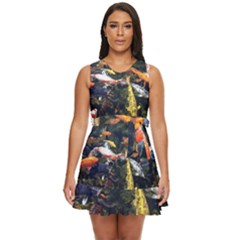 Koi Pond 3d Fish Waist Tie Tier Mini Chiffon Dress by Grandong