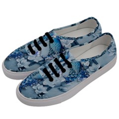 Chinese Style 3d Embossed Blue Peacock Oil Painting Men s Classic Low Top Sneakers by Grandong