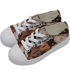 3d Vintage World Map Kids  Low Top Canvas Sneakers by Grandong