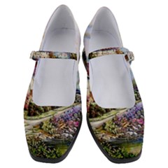 Colorful Cottage River Colorful House Landscape Garden Beautiful Painting Women s Mary Jane Shoes by Grandong