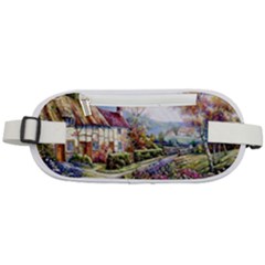 Colorful Cottage River Colorful House Landscape Garden Beautiful Painting Rounded Waist Pouch