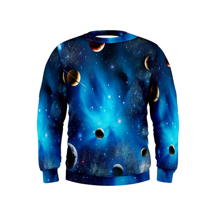 3d Universe Space Star Planet Kids  Sweatshirt