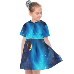 3d Universe Space Star Planet Kids  Sailor Dress