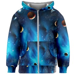 3d Universe Space Star Planet Kids  Zipper Hoodie Without Drawstring by Grandong