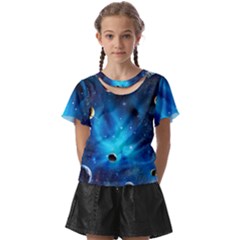 3d Universe Space Star Planet Kids  Front Cut T-shirt by Grandong