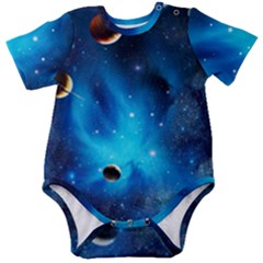 3d Universe Space Star Planet Baby Short Sleeve Bodysuit by Grandong