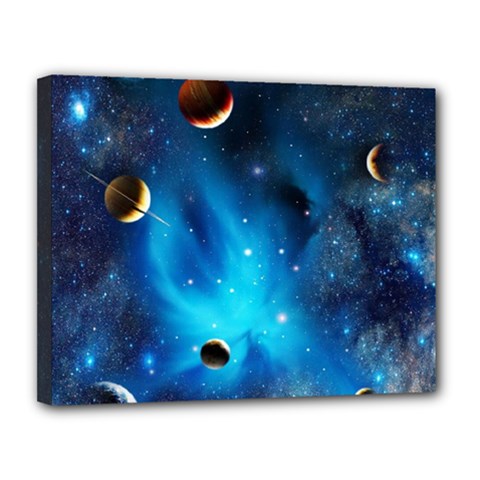 3d Universe Space Star Planet Canvas 14  X 11  (stretched) by Grandong