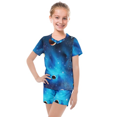 3d Universe Space Star Planet Kids  Mesh T-shirt And Shorts Set by Grandong