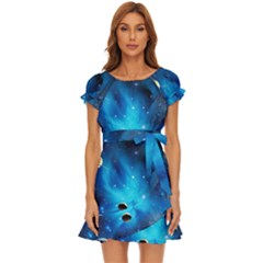 3d Universe Space Star Planet Puff Sleeve Frill Dress by Grandong