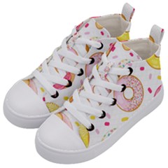 Vector Donut Seamless Pattern Kids  Mid-top Canvas Sneakers by Grandong