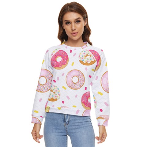 Vector Donut Seamless Pattern Women s Long Sleeve Raglan T-shirt by Grandong