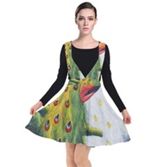 Peacock Art Plunge Pinafore Dress by Grandong