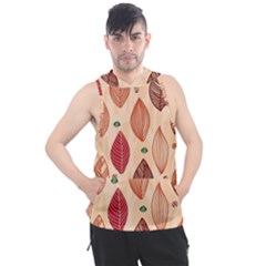 Forest Leaves Seamless Pattern With Natural Floral Men s Sleeveless Hoodie by Grandong