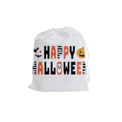 Happy Halloween Slot Text Orange Drawstring Pouch (medium)