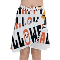 Happy Halloween Slot Text Orange Chiffon Wrap Front Skirt