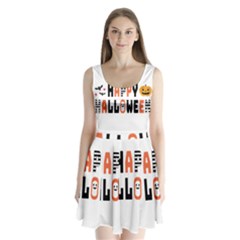 Happy Halloween Slot Text Orange Split Back Mini Dress 
