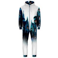 Blue Castle Halloween Horror Haunted House Hooded Jumpsuit (men)