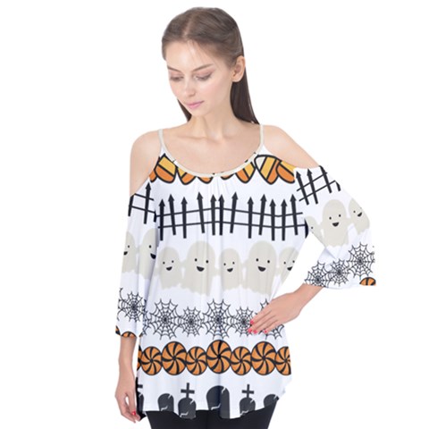 Halloween Holidays Flutter Sleeve T-shirt  by Sarkoni