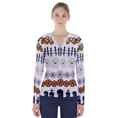 Halloween Holidays V-neck Long Sleeve Top