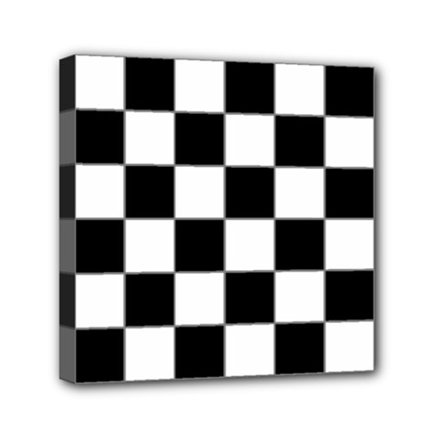 Black White Chess Board Mini Canvas 6  X 6  (stretched) by Ndabl3x