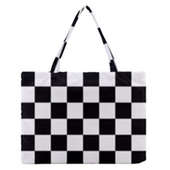 Black White Chess Board Zipper Medium Tote Bag by Ndabl3x