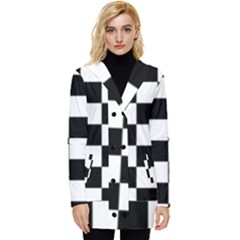 Black White Chess Board Button Up Hooded Coat  by Ndabl3x