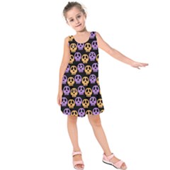 Halloween Skull Pattern Kids  Sleeveless Dress by Ndabl3x