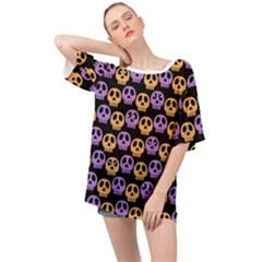 Halloween Skull Pattern Oversized Chiffon Top by Ndabl3x