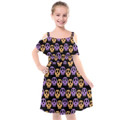 Halloween Skull Pattern Kids  Cut Out Shoulders Chiffon Dress by Ndabl3x