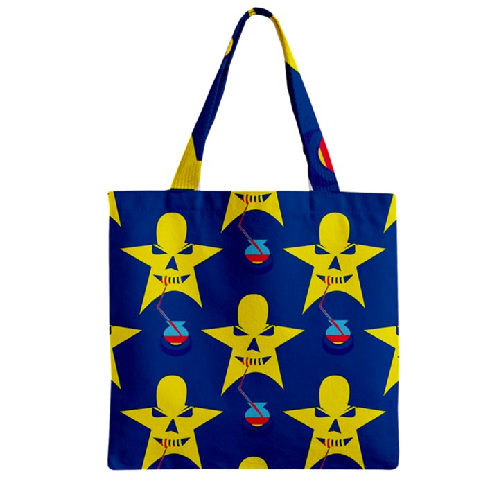 Blue Yellow October 31 Halloween Zipper Grocery Tote Bag