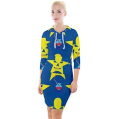 Blue Yellow October 31 Halloween Quarter Sleeve Hood Bodycon Dress by Ndabl3x