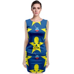 Blue Yellow October 31 Halloween Sleeveless Velvet Midi Dress by Ndabl3x