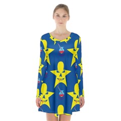 Blue Yellow October 31 Halloween Long Sleeve Velvet V-neck Dress by Ndabl3x